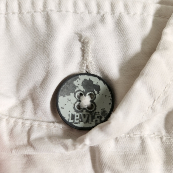 Levis White Cargo‎ Shorts 32 Vintage Y2K Original Thick Solid Multi Flap Pockets - Picture 10 of 10